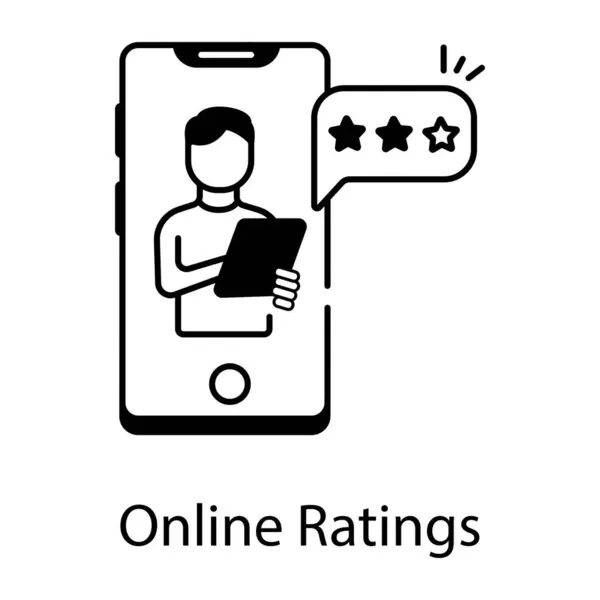 Online Ratings Line Icon White — Stock Vector