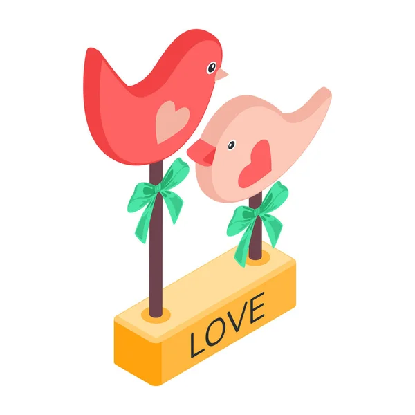 Valentine Karta Roztomilými Kreslenými Postavičkami Ptáků Vektorový Ilustrační Design — Stockový vektor