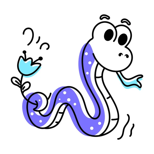 有趣的蛇矢量漫画 在白色背景上隔离的爬行动物 — 图库矢量图片