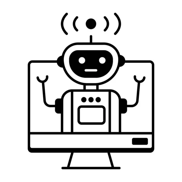 Εικονίδιο Ρομπότ Διανυσματική Απεικόνιση Λευκό Φόντο — Διανυσματικό Αρχείο