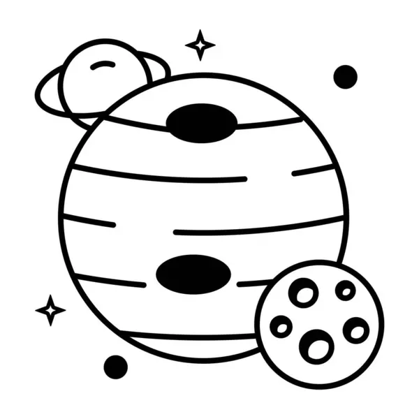 Planets Galaxy Icon Vector Illustration White Background — Stock Vector