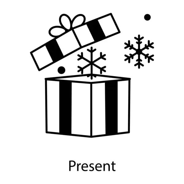 Χριστουγεννιάτικο Δώρο Εικονίδιο Διανυσματική Απεικόνιση Λευκό Φόντο — Διανυσματικό Αρχείο