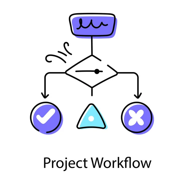 Project Workflow Icon Line Design — Stock Vector