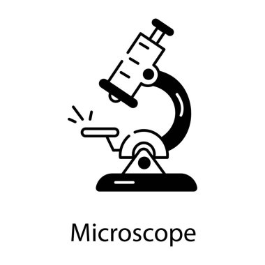 Beyaz arkaplanda mikroskop simgesi, vektör illüstrasyonu