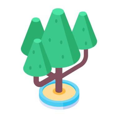 Beyaz arkaplanda Isometric Ağaç Simgesi izole edildi. Vektör illüstrasyonu