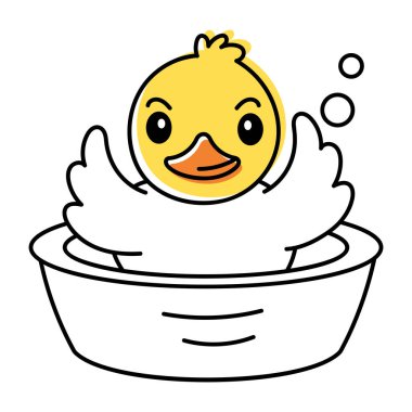 Beyaz arka planda izole bir ördeğin şirin karalama simgesi