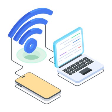 Kablosuz Teknoloji Düz Isometric Simgesi