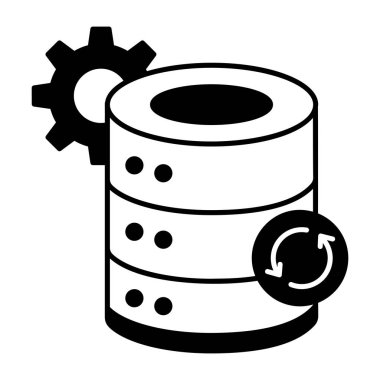 Beyaz arkaplanda veri depolama simgesi izole edildi, vektör illüstrasyonu 