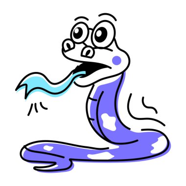 Sevimli komik yılan vektör karikatürü. Beyaz arkaplanda izole edilmiş sürüngen