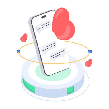 Düz Isometric Sevgililer Günü Simgesi