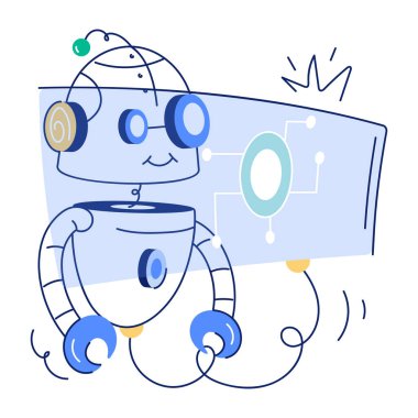 Robot simgesi, beyaz arkaplanda vektör çizimi