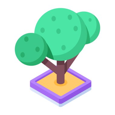 Beyaz arkaplanda Isometric Ağaç Simgesi izole edildi. Vektör illüstrasyonu