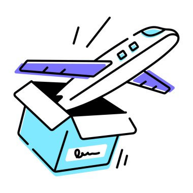 Beyaz arkaplanda uçak karalama simgesi izole edildi