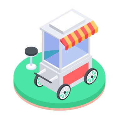 Dondurma arabası simgesinin vektör çizimi