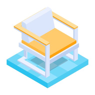 Beyaz arkaplanda izole edilmiş web tasarımı için Isometric koltuk vektör simgesi