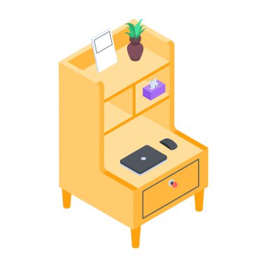 dizüstü bilgisayarlı raf, vektör illüstrasyonu basit tasarım