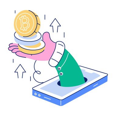 Bitcoin simgesi, beyaz arkaplanda vektör illüstrasyonu