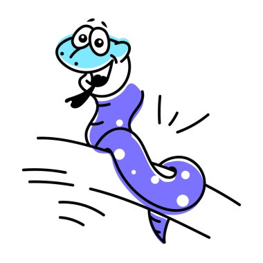 Sevimli komik yılan vektör karikatürü. Beyaz arkaplanda izole edilmiş sürüngen