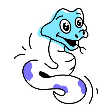 Sevimli komik yılan vektör karikatürü. Beyaz arkaplanda izole edilmiş sürüngen