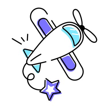 Beyaz arkaplanda uçak karalama simgesi izole edildi