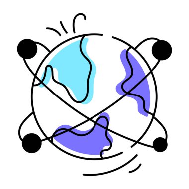 küresel gezegen simgesi vektör çizimi tasarımı