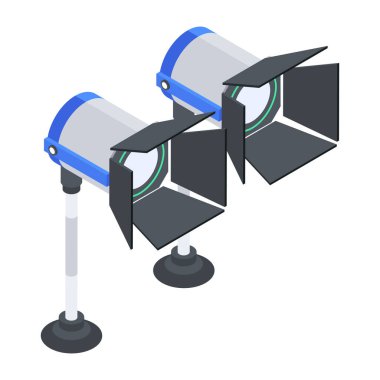 Beyaz arkaplanda izole edilmiş web tasarımı için Isometric stüdyo softbox light vektör simgesi