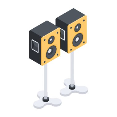 Beyaz arkaplanda konuşmacı simgesi, vektör illüstrasyonu