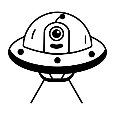 Uzaylı ikonlu UFO. vektör illüstrasyonu