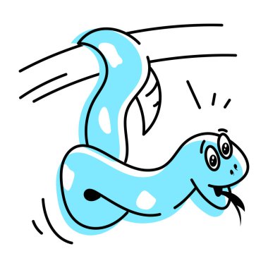 Sevimli komik yılan vektör karikatürü. Beyaz arkaplanda izole edilmiş sürüngen