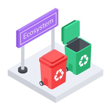 Flat Eco Power Isometric Icon clipart