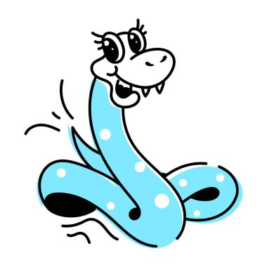 Sevimli komik yılan vektör karikatürü. Beyaz arkaplanda izole edilmiş sürüngen
