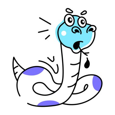 Sevimli komik yılan vektör karikatürü. Beyaz arkaplanda izole edilmiş sürüngen