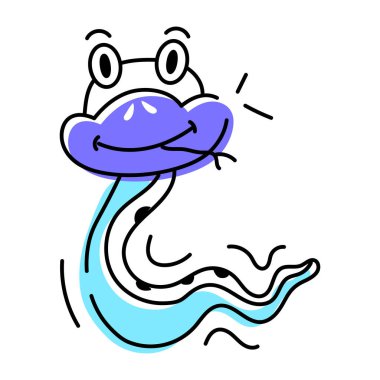 Sevimli komik yılan vektör karikatürü. Beyaz arkaplanda izole edilmiş sürüngen