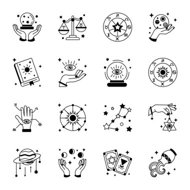 16 Astroloji Doğrusal Simgesi Kümesi