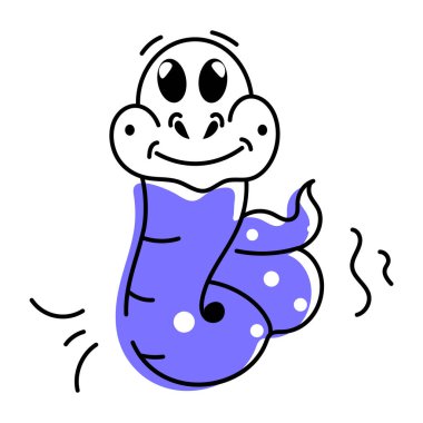 Sevimli komik yılan vektör karikatürü. Beyaz arkaplanda izole edilmiş sürüngen