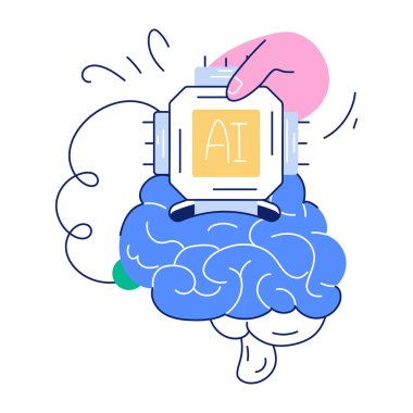 Handy of AI Innovations Hand Drawn Illustrations clipart