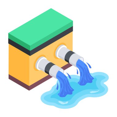 Düz Çevre Gücü Isometric Simgesi