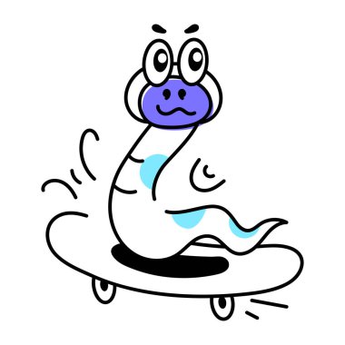 Sevimli komik yılan vektör karikatürü. Beyaz arkaplanda izole edilmiş sürüngen