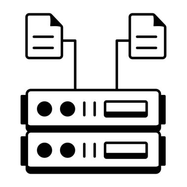 Beyaz arkaplanda veri depolama simgesi izole edildi, vektör illüstrasyonu 