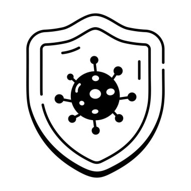 covid 19 coronavirus önleme kalkanı patojen tıbbi vektör çizim çizgisi simgesi