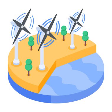 Rüzgar türbinleri simgesi, vektör illüstrasyonu