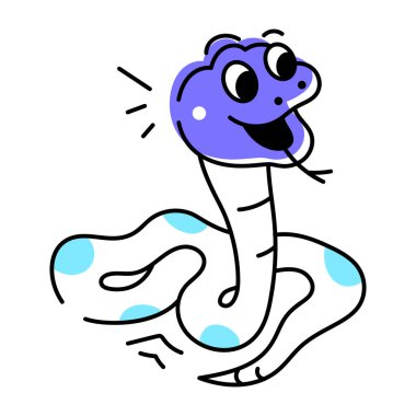 Sevimli komik yılan vektör karikatürü. Beyaz arkaplanda izole edilmiş sürüngen