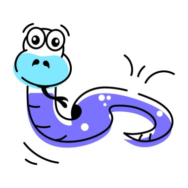 Sevimli komik yılan vektör karikatürü. Beyaz arkaplanda izole edilmiş sürüngen