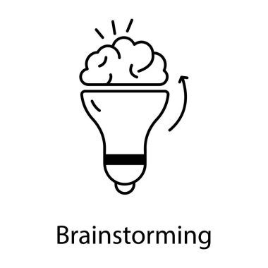 Beyin fırtınası vektör simgesi, satır tasarımı