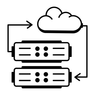 Beyaz arkaplanda veri depolama simgesi izole edildi, vektör illüstrasyonu 