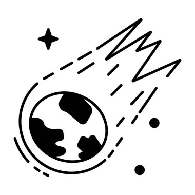 Çizgi biçimi izole edilmiş asteroid simgesi, vektör illüstrasyonu