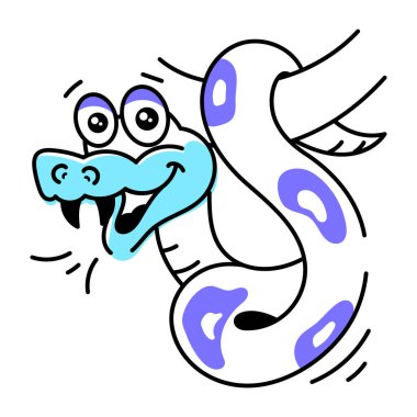 Sevimli komik yılan vektör karikatürü. Beyaz arkaplanda izole edilmiş sürüngen