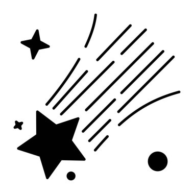 Kayan yıldız ikonu, vektör çizimi. beyaz arkaplanda siyah işareti