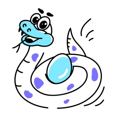 Sevimli komik yılan vektör karikatürü. Beyaz arkaplanda izole edilmiş sürüngen