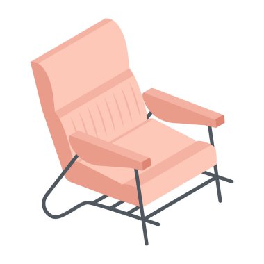 Beyaz arkaplanda izole edilmiş web tasarımı için Isometric koltuk vektör simgesi